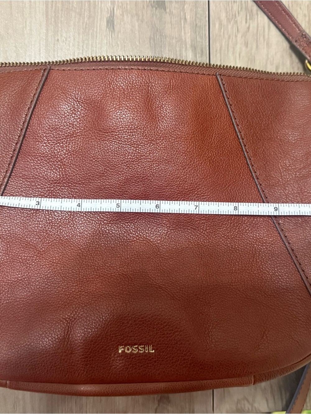 Fossil Crossbody Bag in Chestnut Brown with Gold Hardware